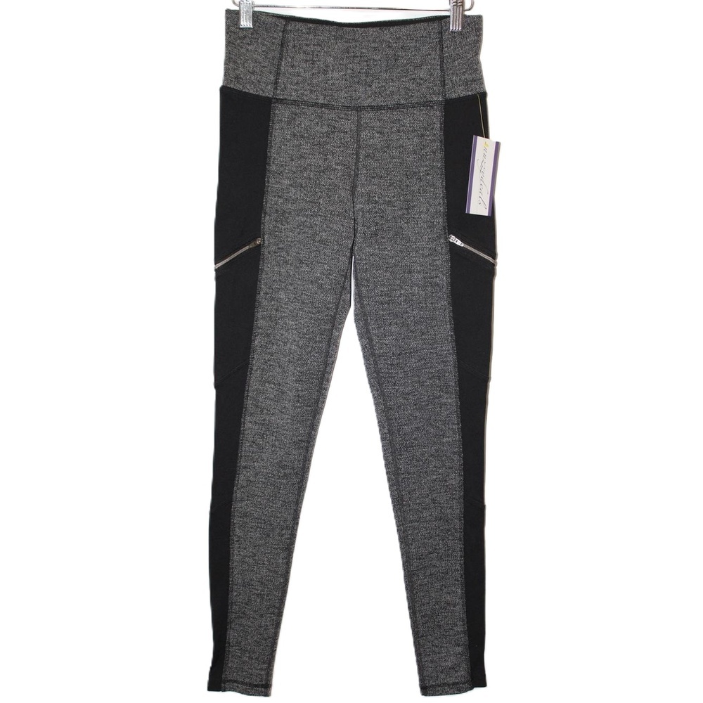 Womens Athleta Herringbone Luxe Metro Drifter Leggings Pants Black Gray Size S